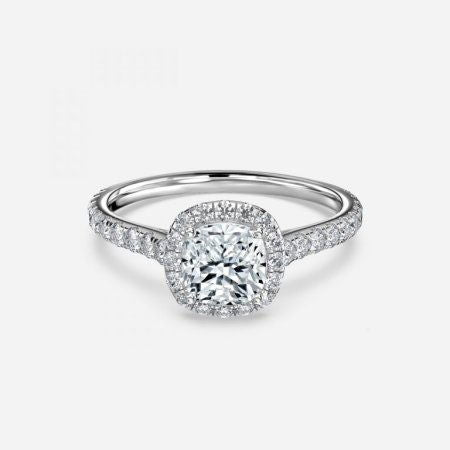 Henssy Cushion Halo Lab Grown Diamond Engagement Ring