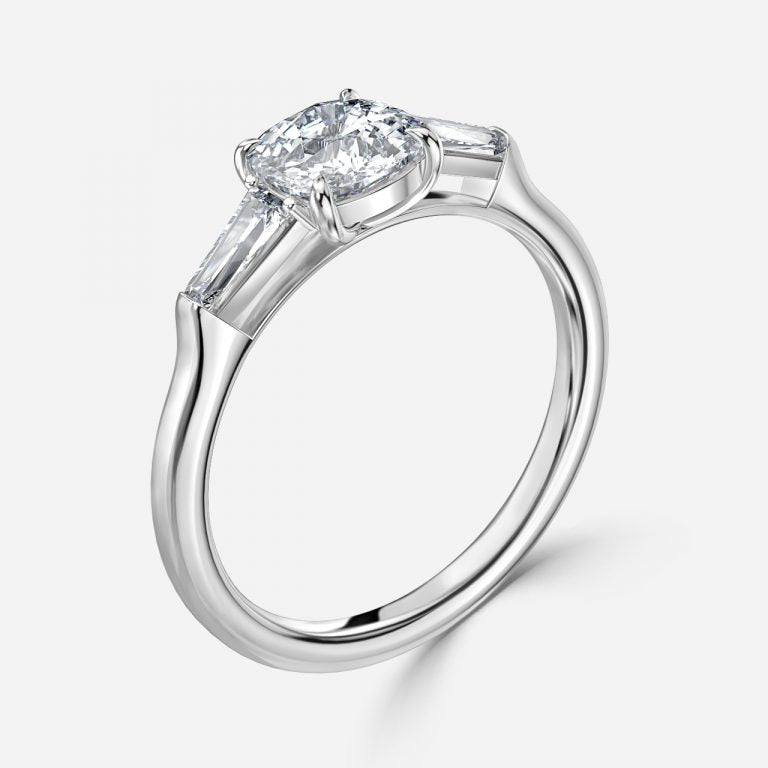 Miriam Cushion Three Stone Lab Grown Diamond Engagement Ring