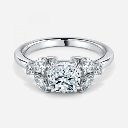 Yasmin Cushion Three Stone Engagement Ring