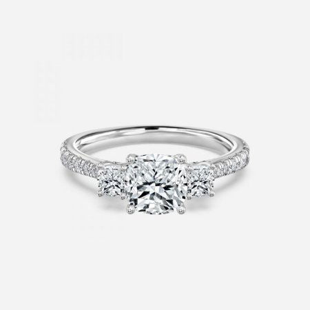 Diana Cushion Three Stone Lab Grown Diamond Engagement Ring