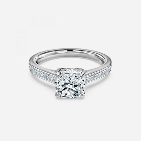 Mithrial Cushion Hidden Halo Lab Created Diamond Engagement Ring