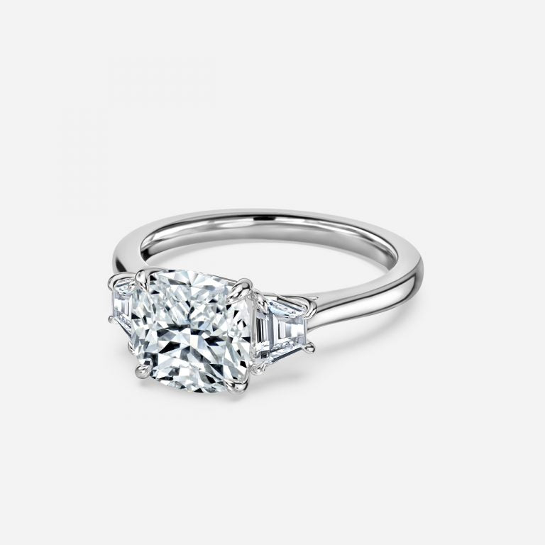 Ilene Cushion Three Stone Lab Created Diamond Engagement Ring