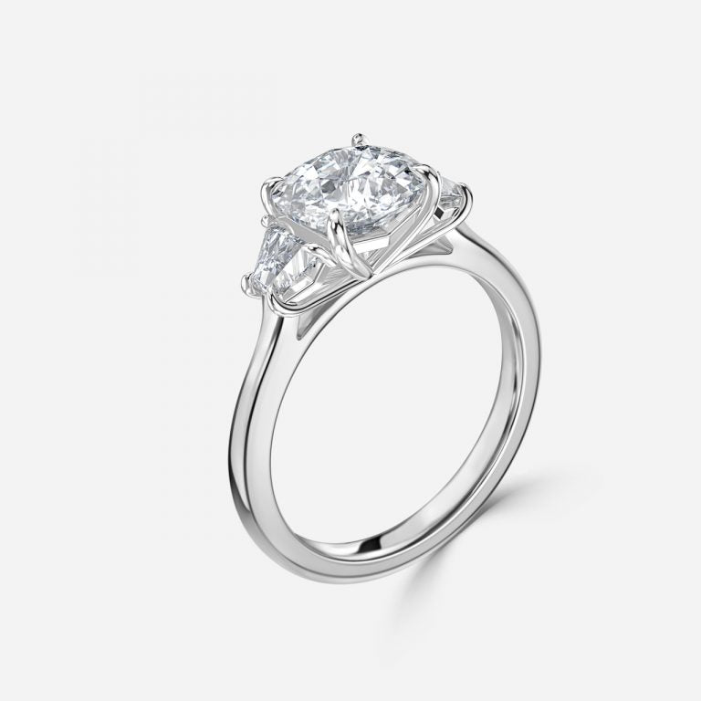 Ilene Cushion Three Stone Lab Created Diamond Engagement Ring