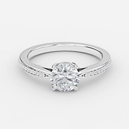 Fior Round Lab Grown Diamond Side Stone Engagement Ring