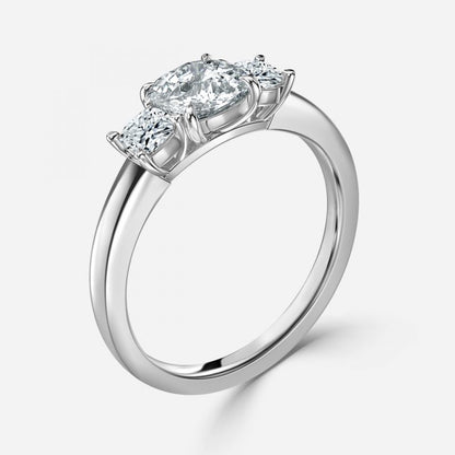 Misty Cushion Three Stone Engagement Ring