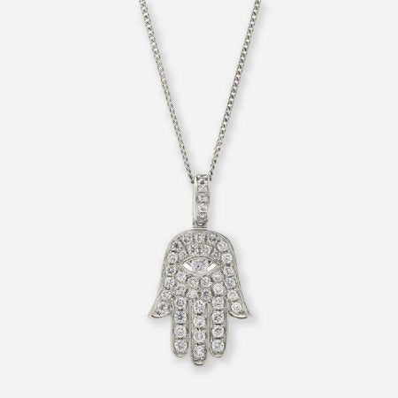 Lab Diamond Hamsa Hand Pendant