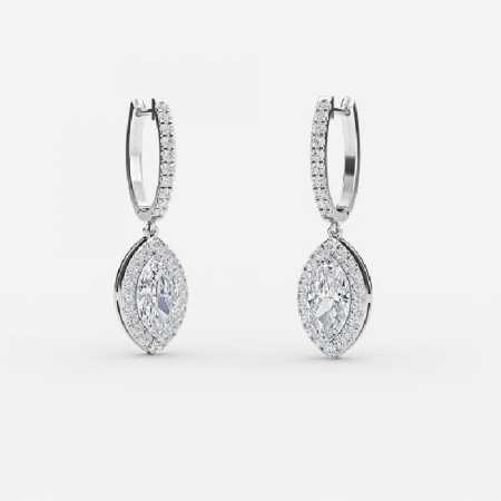 Marquise Diamond Halo Drop Earring