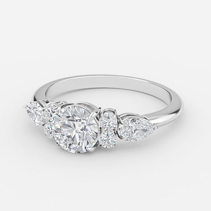 Avery Round Lab Created Diamond Three Stone Engagement Ring