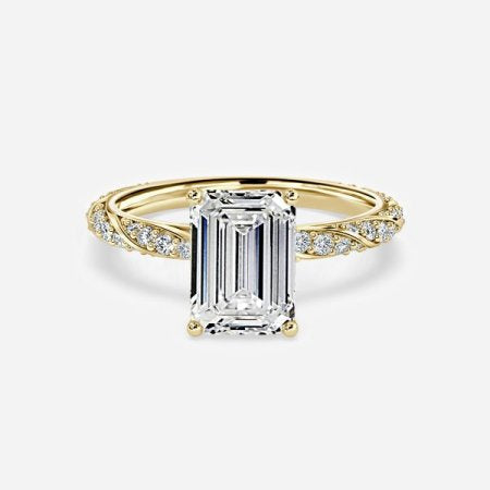 Serena Emerald Diamond Band Lab Grown Diamond Engagement Ring