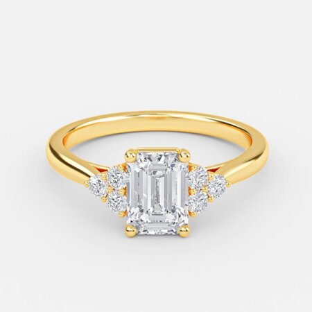 Anika Emerald Cluster Lab Created Diamond Engagement Ring