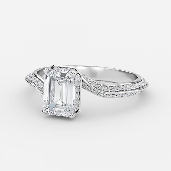 Nhẫn đính hôn kim cương nuôi cấy trong phòng thí nghiệm Aria Emerald Hidden Halo