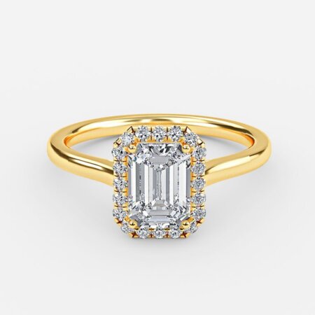 Levi Emerald Halo Lab Created Diamond Engagement Ring