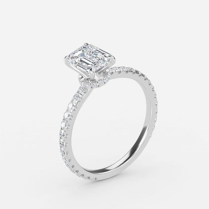 Nhẫn đính hôn kim cương nhân tạo Ambrosia Emerald Hidden Halo