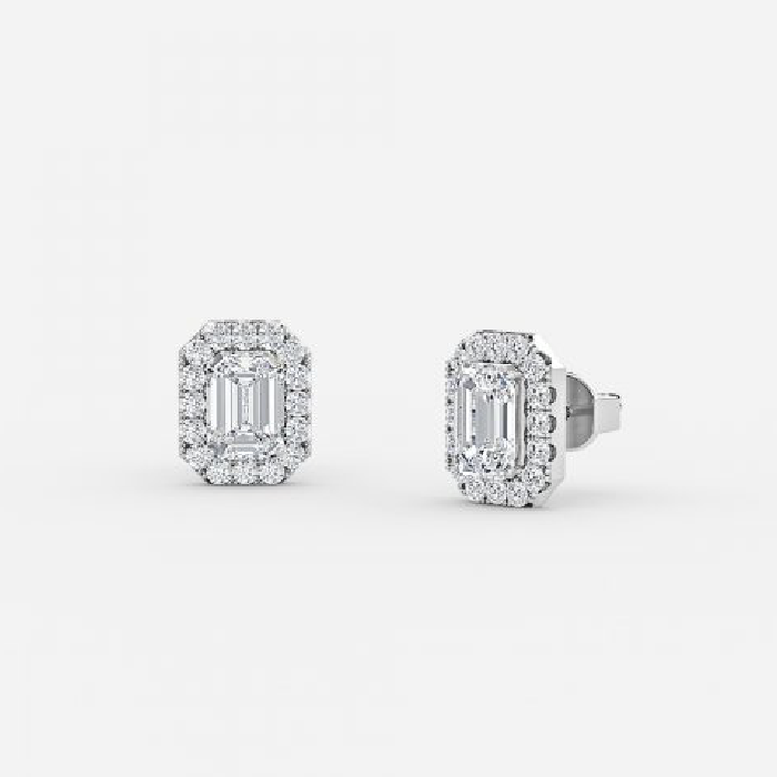 Emerald Lab Grown Diamond Halo Earring