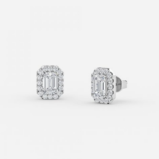 Emerald Lab Grown Diamond Halo Earring