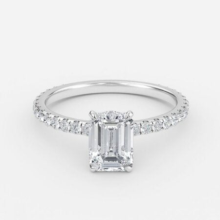 Ambrosia Emerald Hidden Halo Lab Created Diamond Engagement Ring