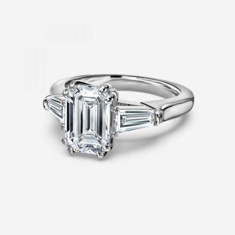 Ava Emerald Three Stone Lab Grown Diamond Engagement Ring