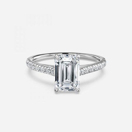 Ayla Emerald Diamond Band Engagement Ring