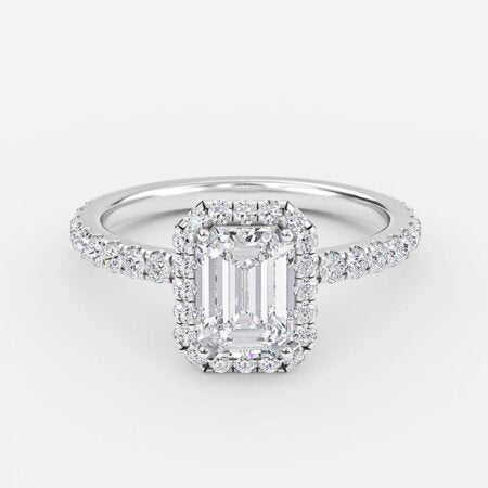 Lillian Emerald Halo Lab Created Diamond Engagement Ring