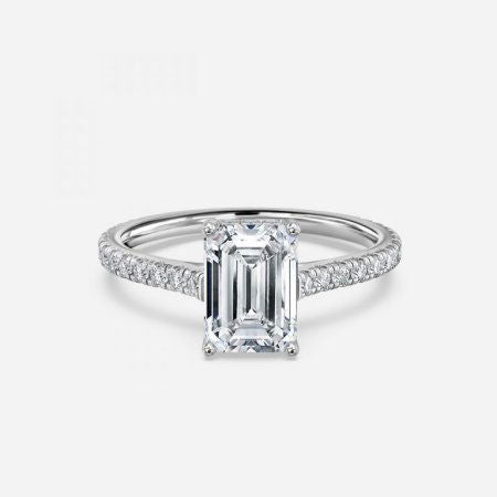 Nanami Emerald Hidden Halo Lab Grown Diamond Engagement Ring