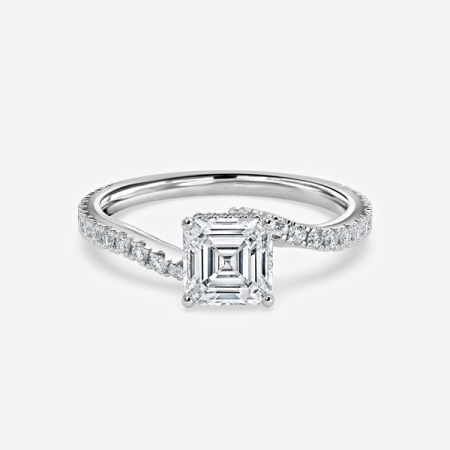 Una Asscher Hidden Halo Lab Created Diamond Engagement Ring