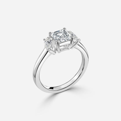 Freya Asscher Three Stone Lab Grown Diamond Engagement Ring