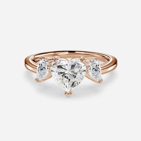 Freya Heart Lab Created Diamond Three Stone Engagement Ring