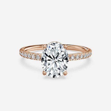 Luz De La Luna Oval Diamond Band Engagement Ring