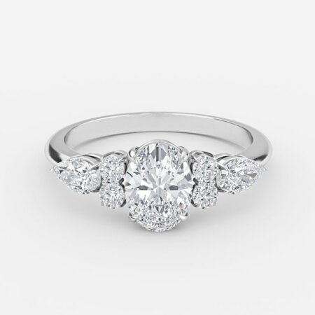 Avery Oval Three Stone Lab Grown Diamond Engagement Ring