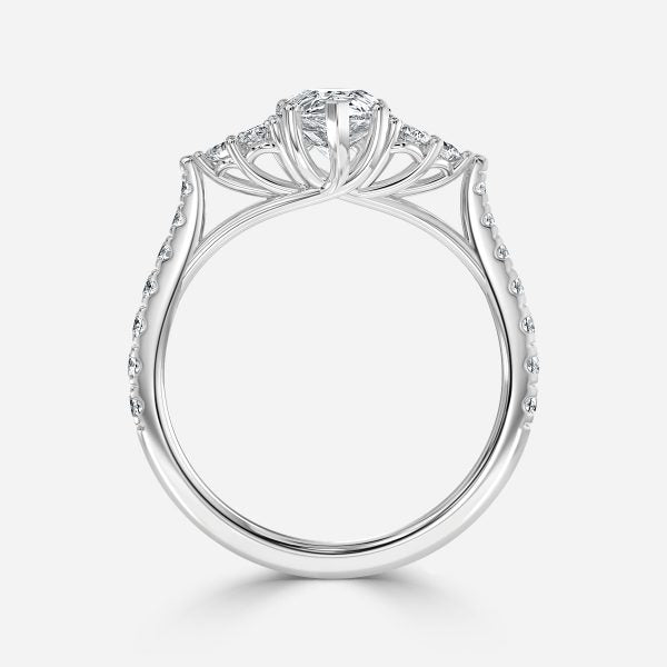 Elizabeth Pear Three Stone Lab Grown Diamond Engagement Ring