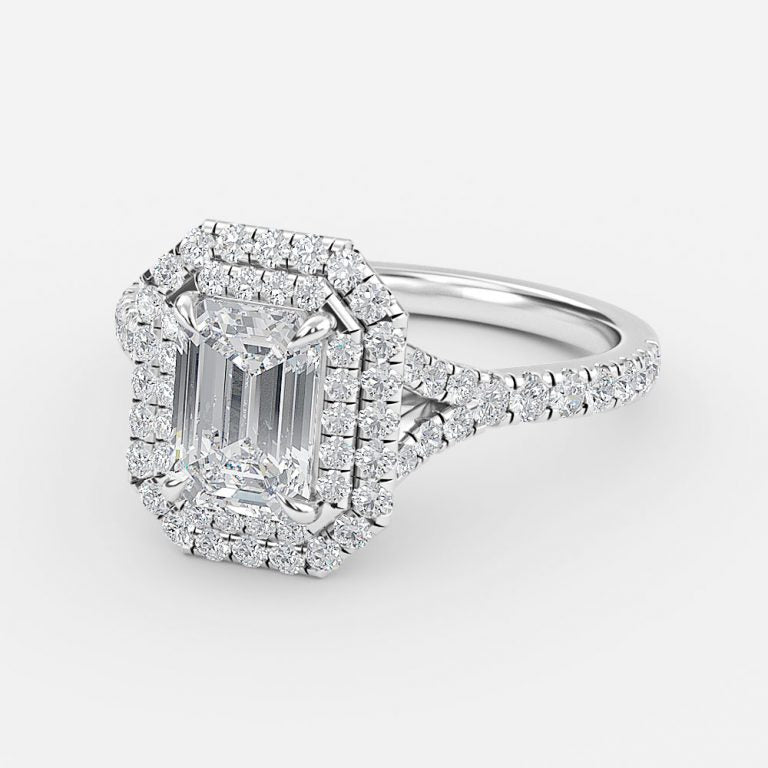 Aalia Emerald Halo Lab Created Diamond Engagement Ring