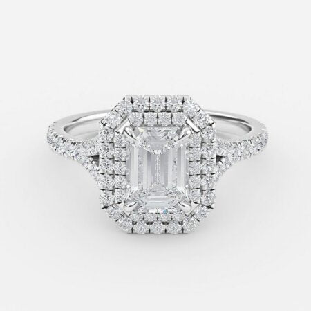 Aalia Emerald Halo Lab Created Diamond Engagement Ring