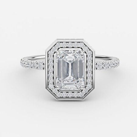 Jennifer Emerald Halo Lab Grown Diamond Engagement Ring