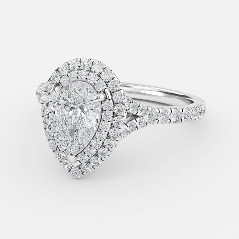 Nhẫn đính hôn kim cương nhân tạo Aalia Pear Halo