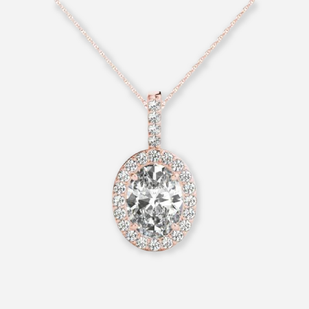 4 Prong Oval Lab Diamond Halo Pendant