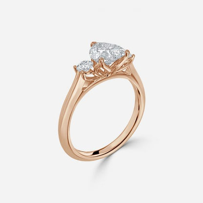 Olivia Heart Lab Created Diamond Three Stone Engagement Ring