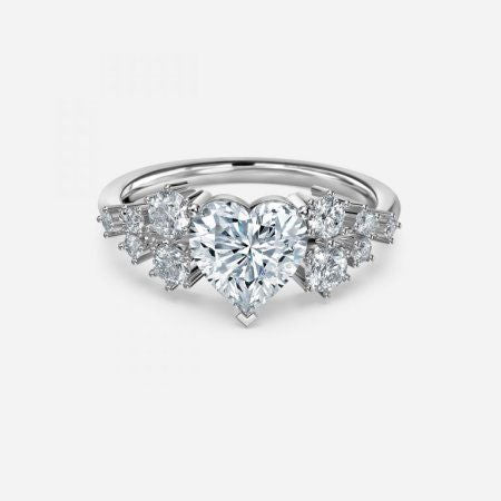 Jessica Heart Lab Created Diamond Cluster Engagement Ring