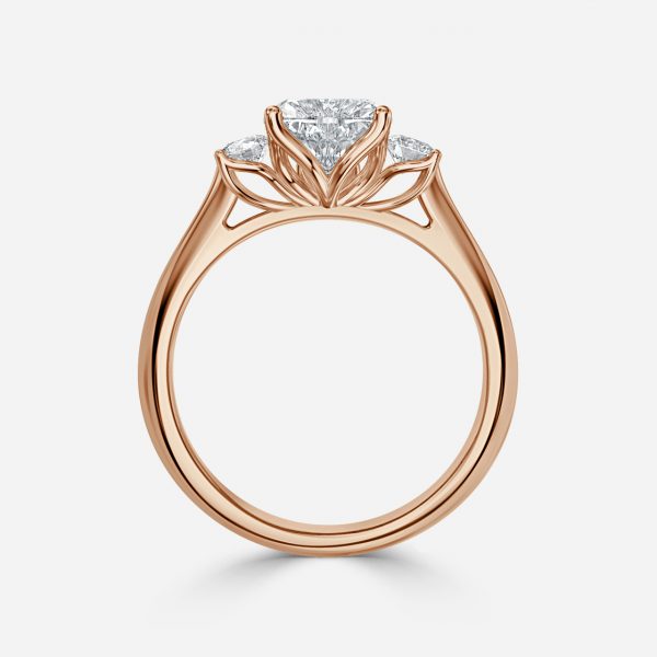 Olivia Heart Lab Created Diamond Three Stone Engagement Ring