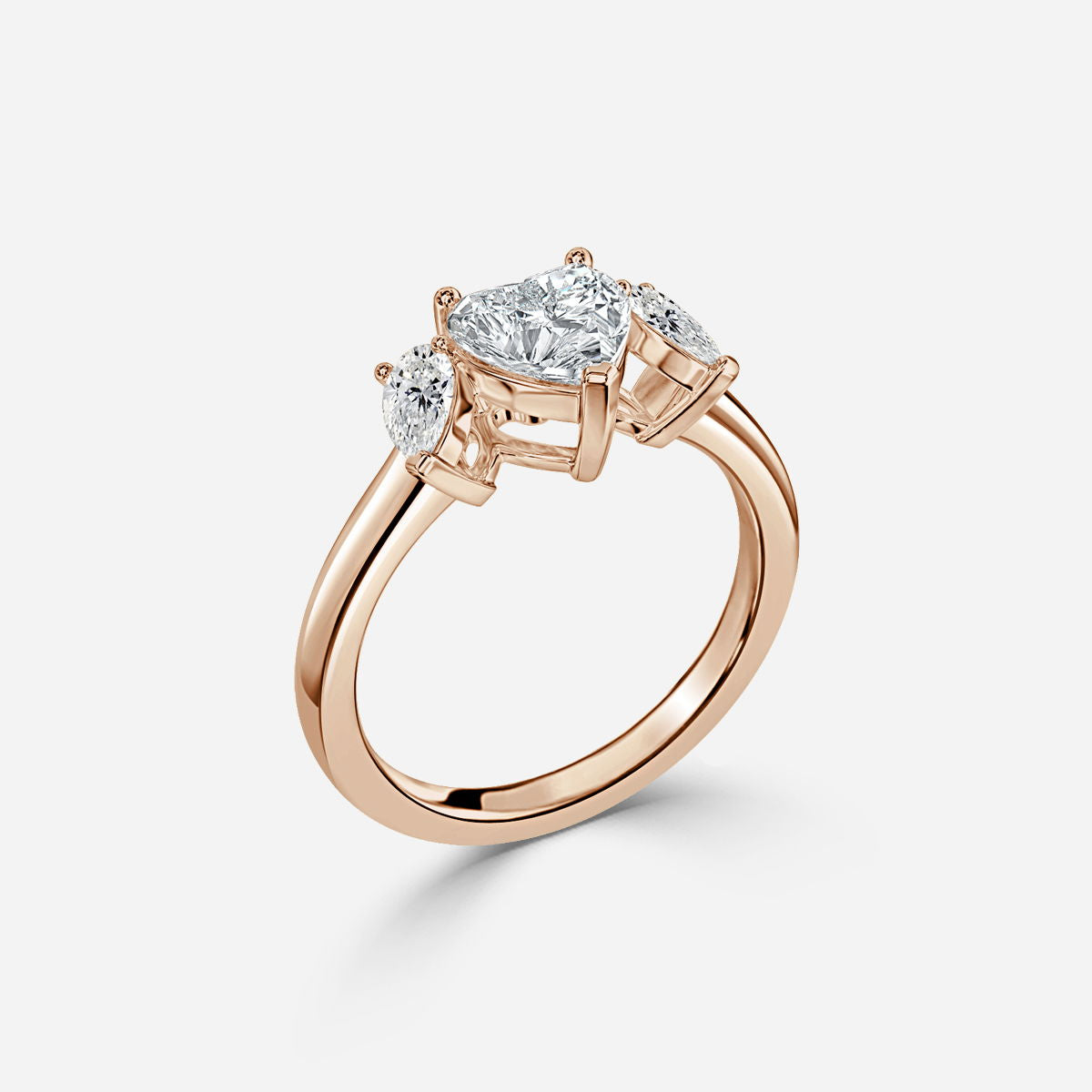 Freya Heart Lab Created Diamond Three Stone Engagement Ring