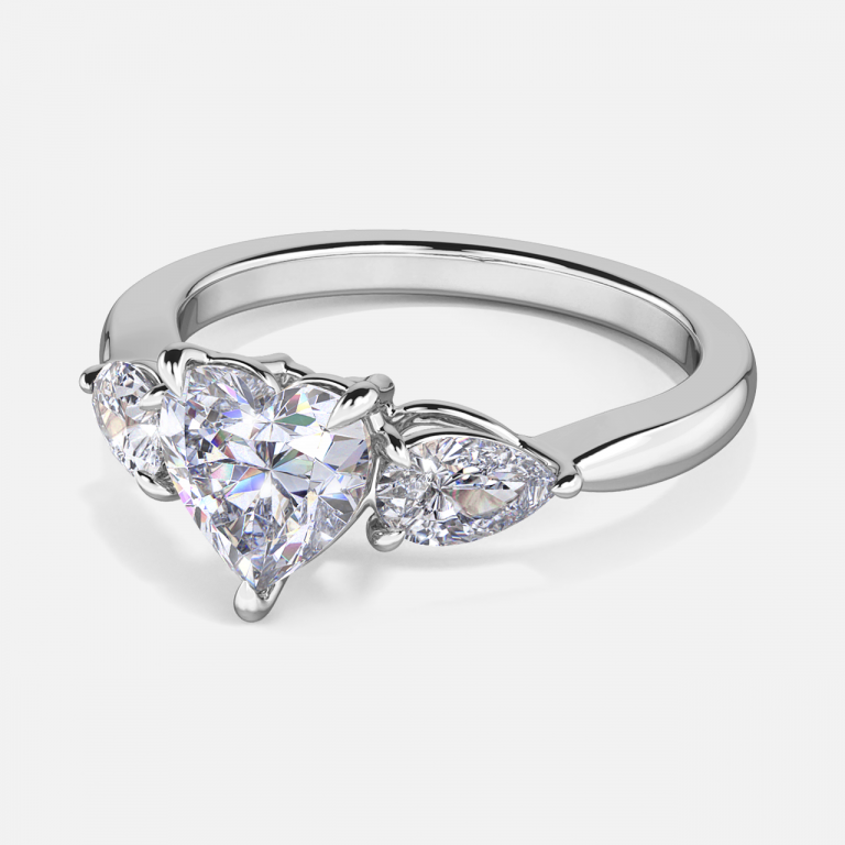 Olina Heart Three Stone Lab Created Diamond Engagement Ring