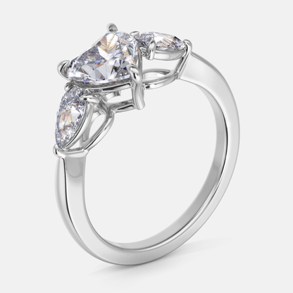 Olina Heart Three Stone Lab Created Diamond Engagement Ring