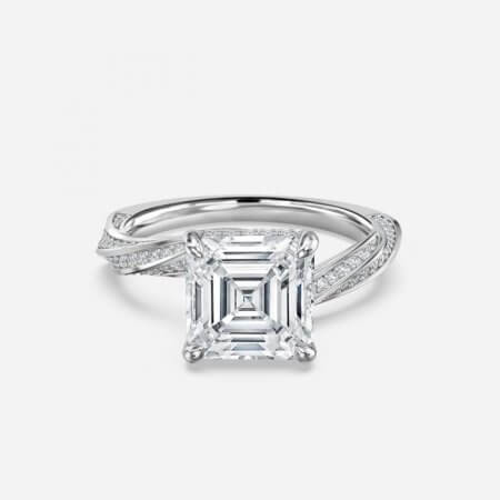 Sofia Asscher Hidden Halo Lab Grown Diamond Engagement Ring