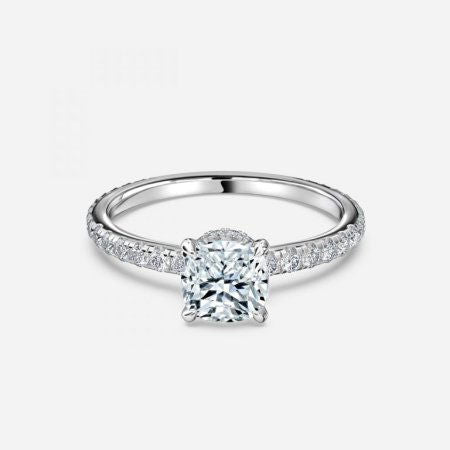 Ambrosia Cushion Hidden Halo Lab Grown Diamond Engagement Ring