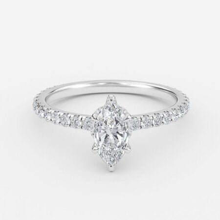 Ambrosia Marquise Hidden Halo Lab Diamond Engagement Ring