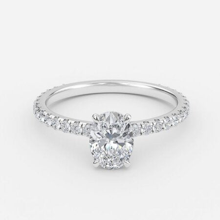 Ambrosia Oval Hidden Halo Lab Grown Diamond Engagement Ring