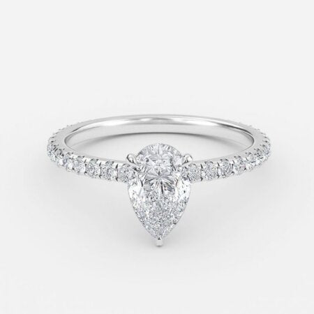 Ambrosia Pear Hidden Halo Lab Grown Diamond Engagement Ring