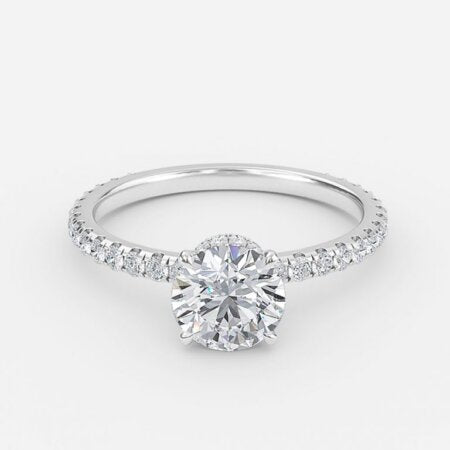 Ambrosia Round Lab Grown Diamond Hidden Halo Engagement Ring