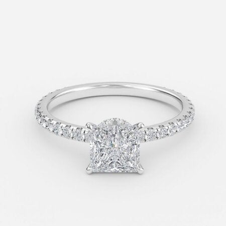 Ambrosia Princess Hidden Halo Lab Diamond Engagement Ring