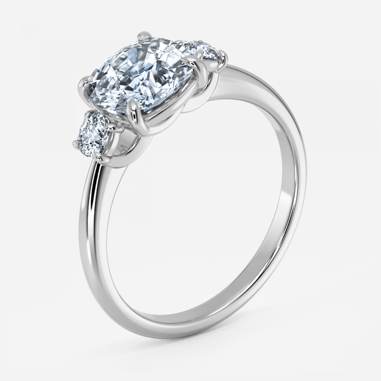 Kylie Cushion Three Stone Engagement Ring