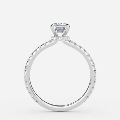 Nhẫn đính hôn kim cương nhân tạo Ambrosia Emerald Hidden Halo